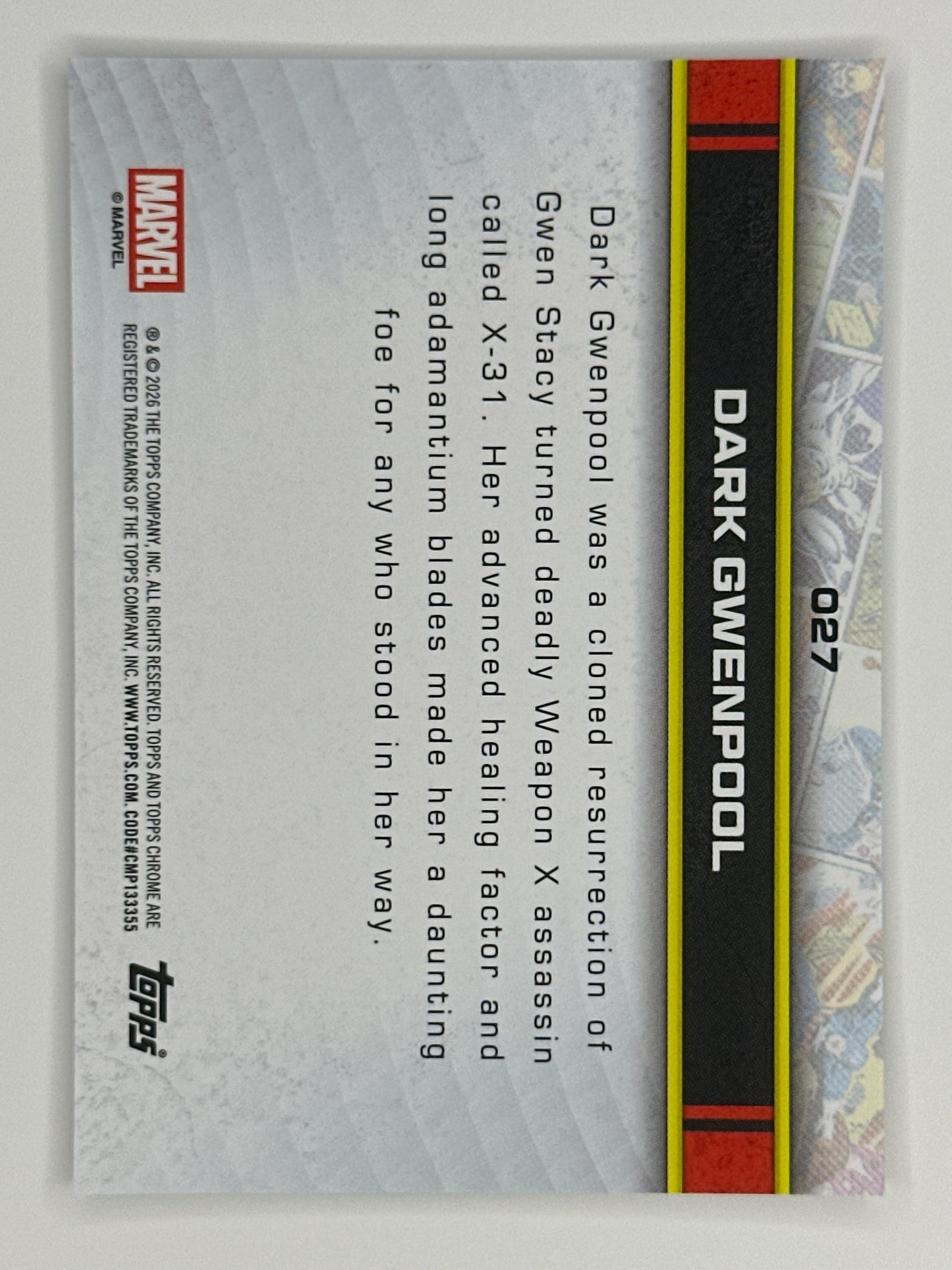2026 Topps Marvel Chrome 027 Dark Gwenpool Base Card