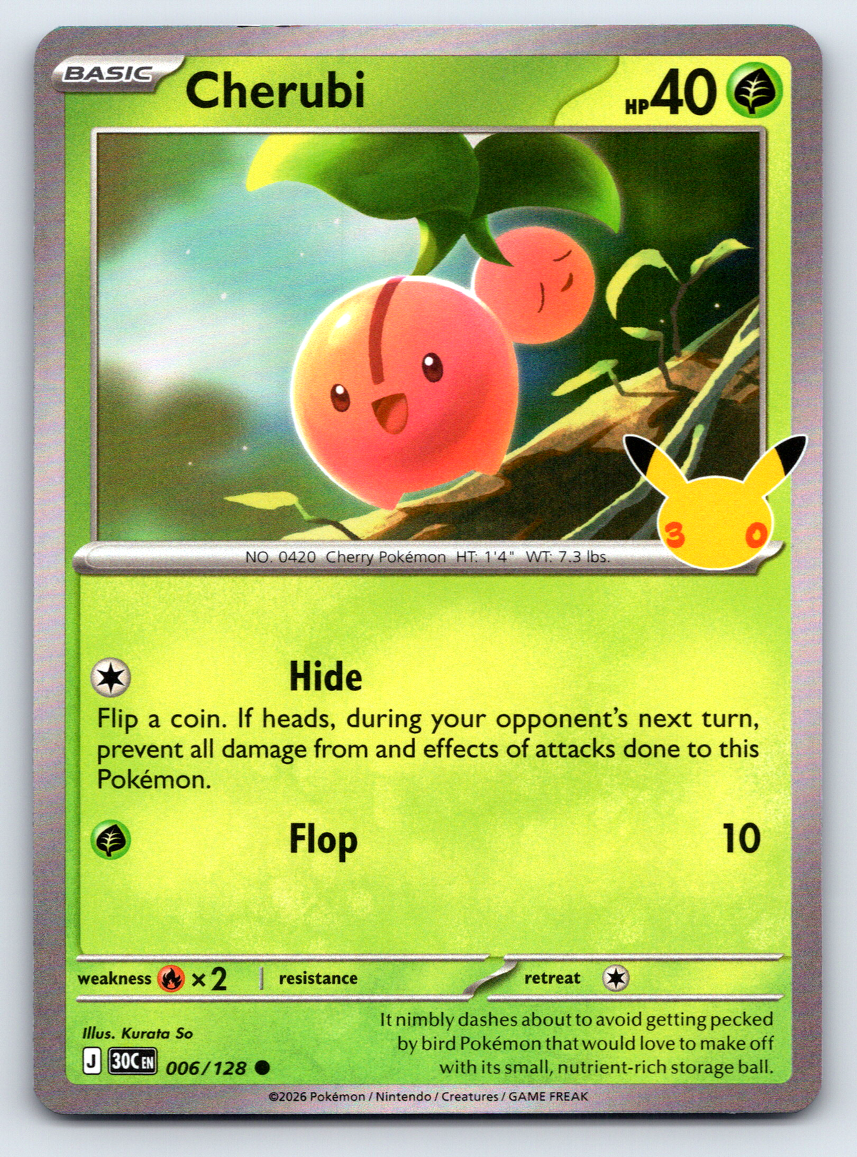Pokémon Trading Card Game 30th Celebration 30C 006/128 Cherubi