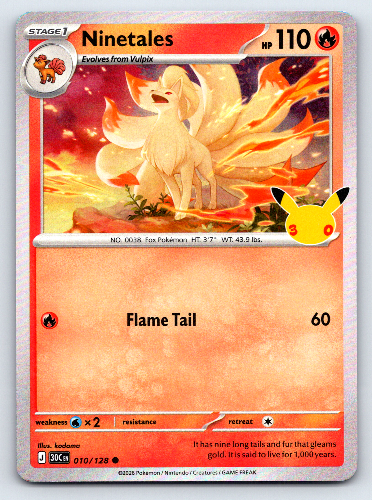 Pokémon Trading Card Game 30th Celebration 30C 010/128 Ninetales