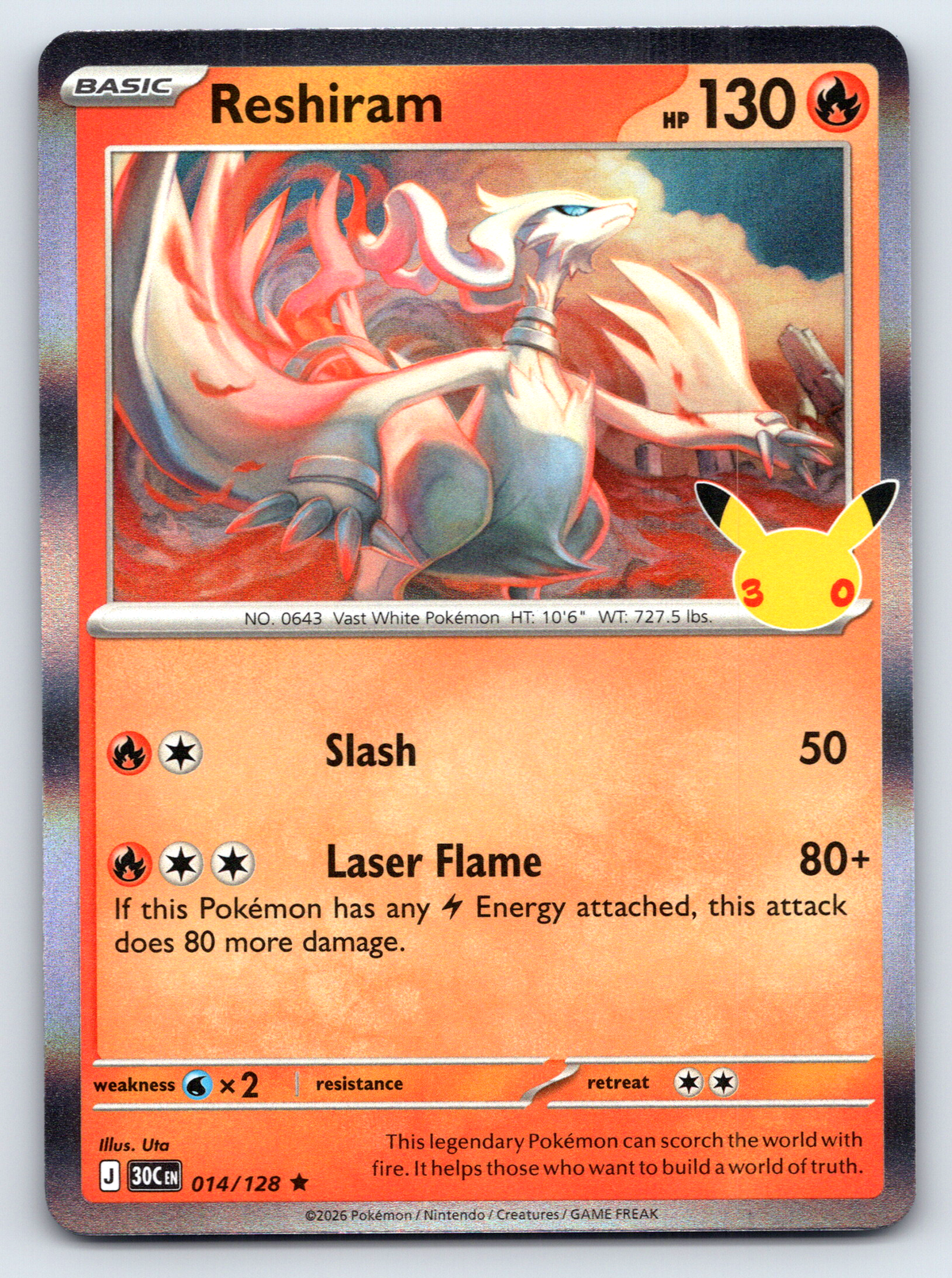 Pokémon Trading Card Game 30th Celebration 30C 014/128 Reshiram