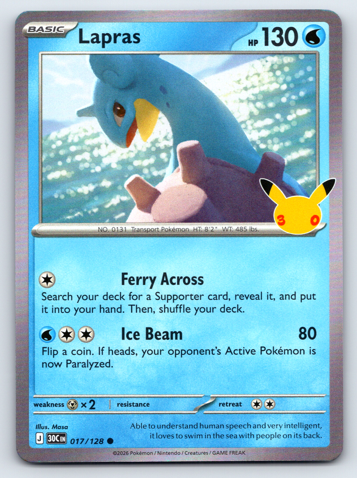 Pokémon Trading Card Game 30th Celebration 30C 017/128 Lapras