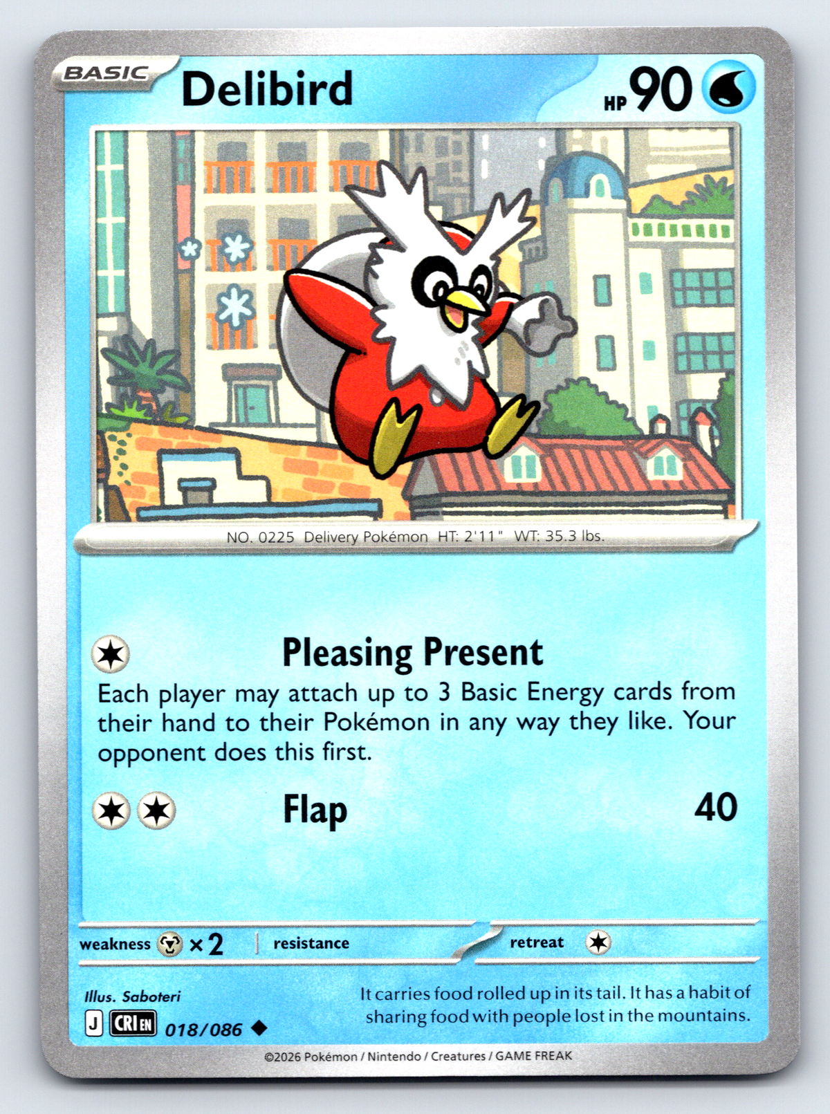 Pokémon Trading Card Game Mega Evolution Chaos Rising CRI 018/086 Delibird