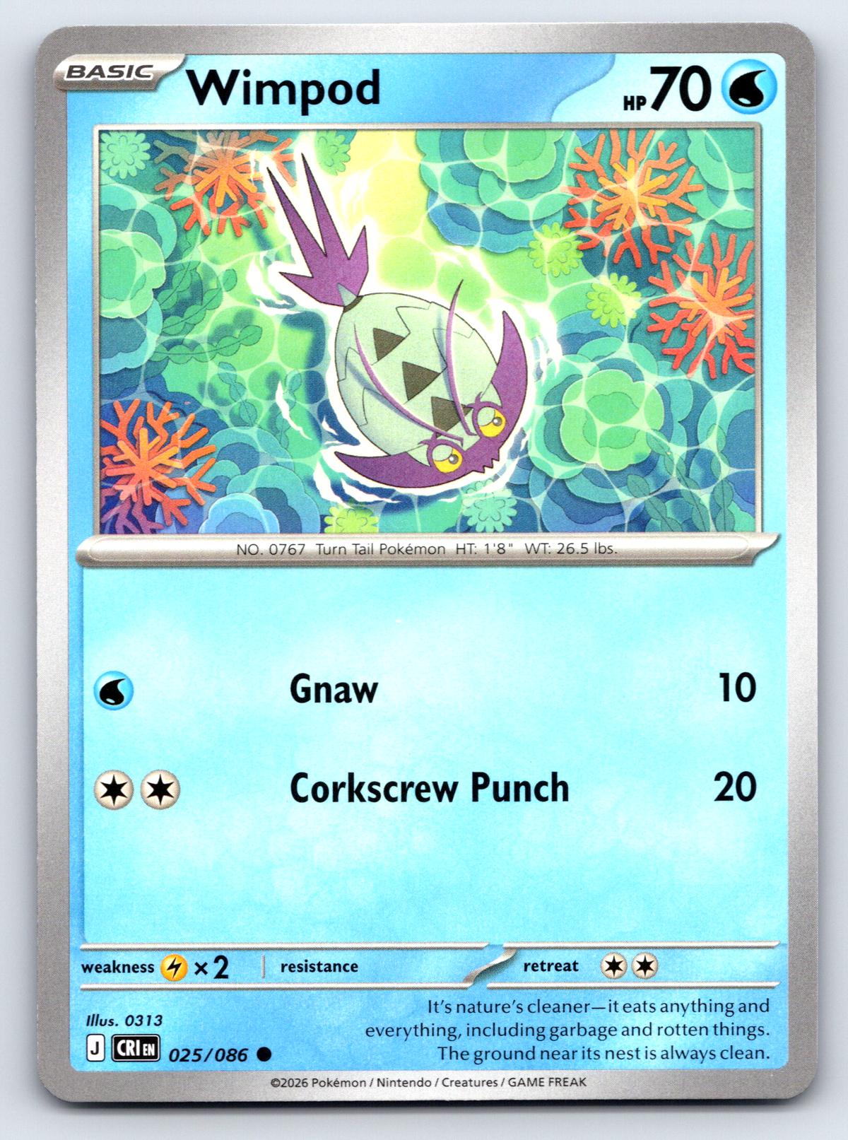 Pokémon Trading Card Game Mega Evolution Chaos Rising CRI 025/086 Wimpod