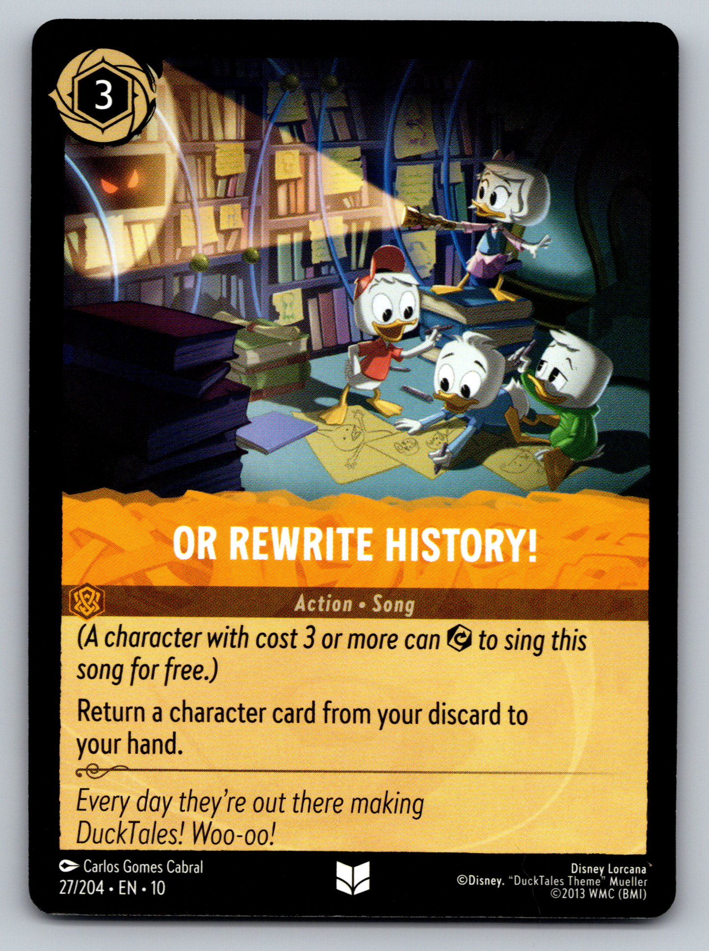 Disney Lorcana Trading Card Game Whispers in the Well 027/204 Or Rewrite History! Card