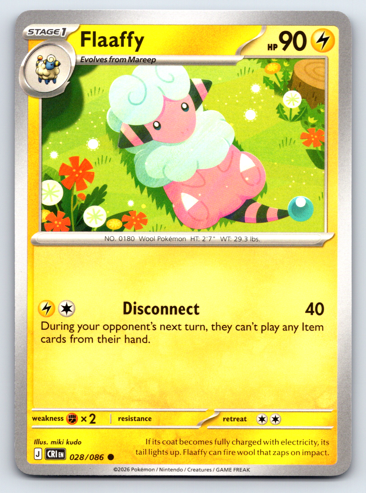Pokémon Trading Card Game Mega Evolution Chaos Rising CRI 028/086 Flaaffy