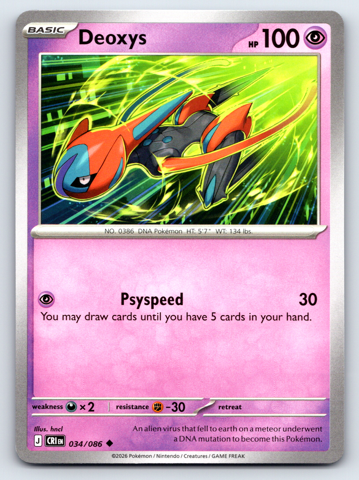 Pokémon Trading Card Game Mega Evolution Chaos Rising CRI 034/086 Deoxys