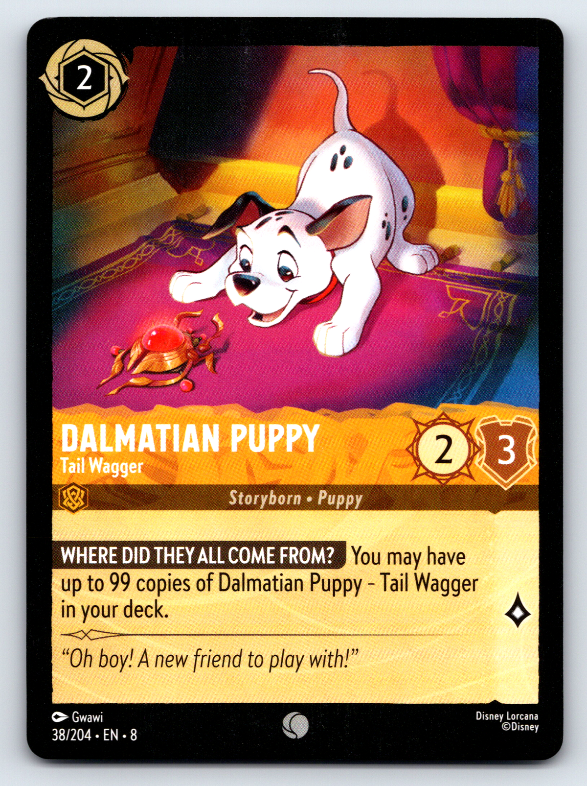 Disney Lorcana Trading Card Game Reign of Jafar 038/204 Dalmatian Puppy Tail Wagger Card