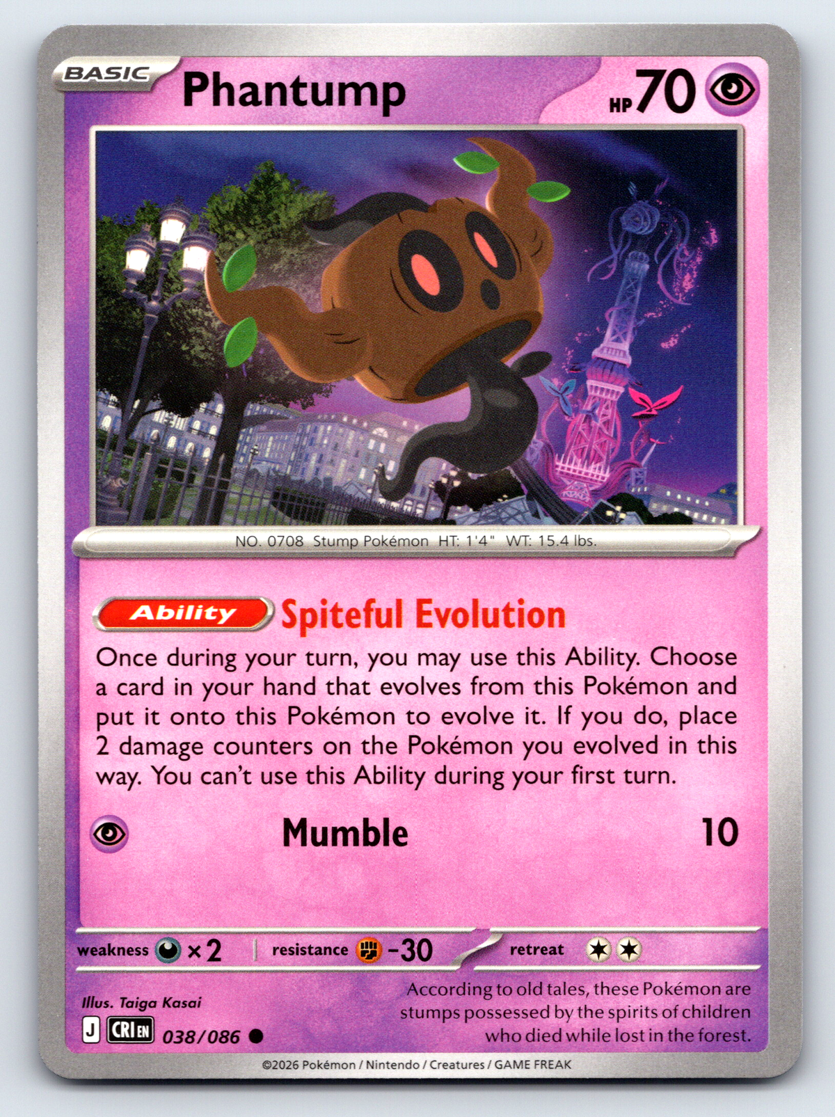 Pokémon Trading Card Game Mega Evolution Chaos Rising CRI 038/086 Phantump