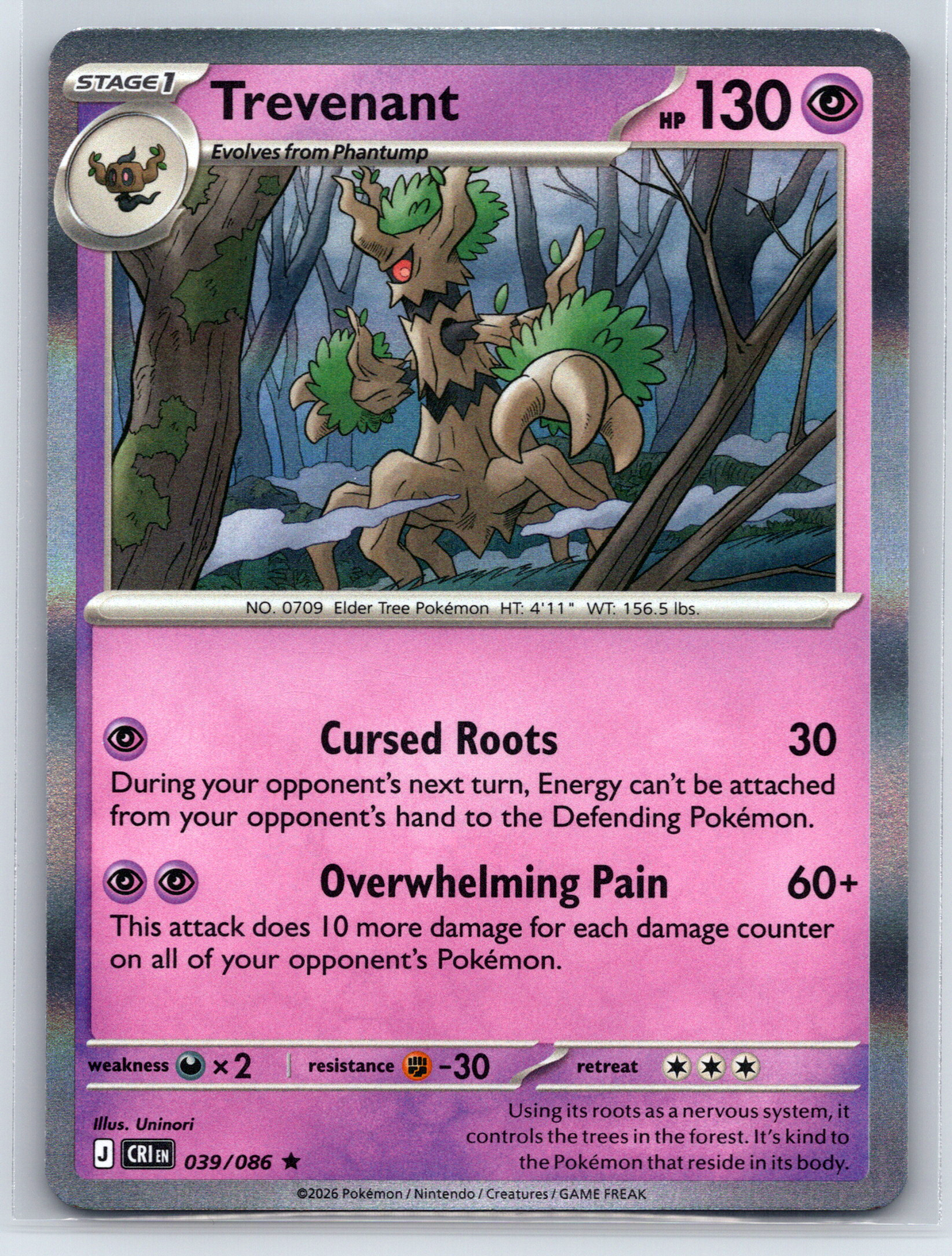 Pokémon Trading Card Game Mega Evolution Chaos Rising CRI 039/086 Trevenant