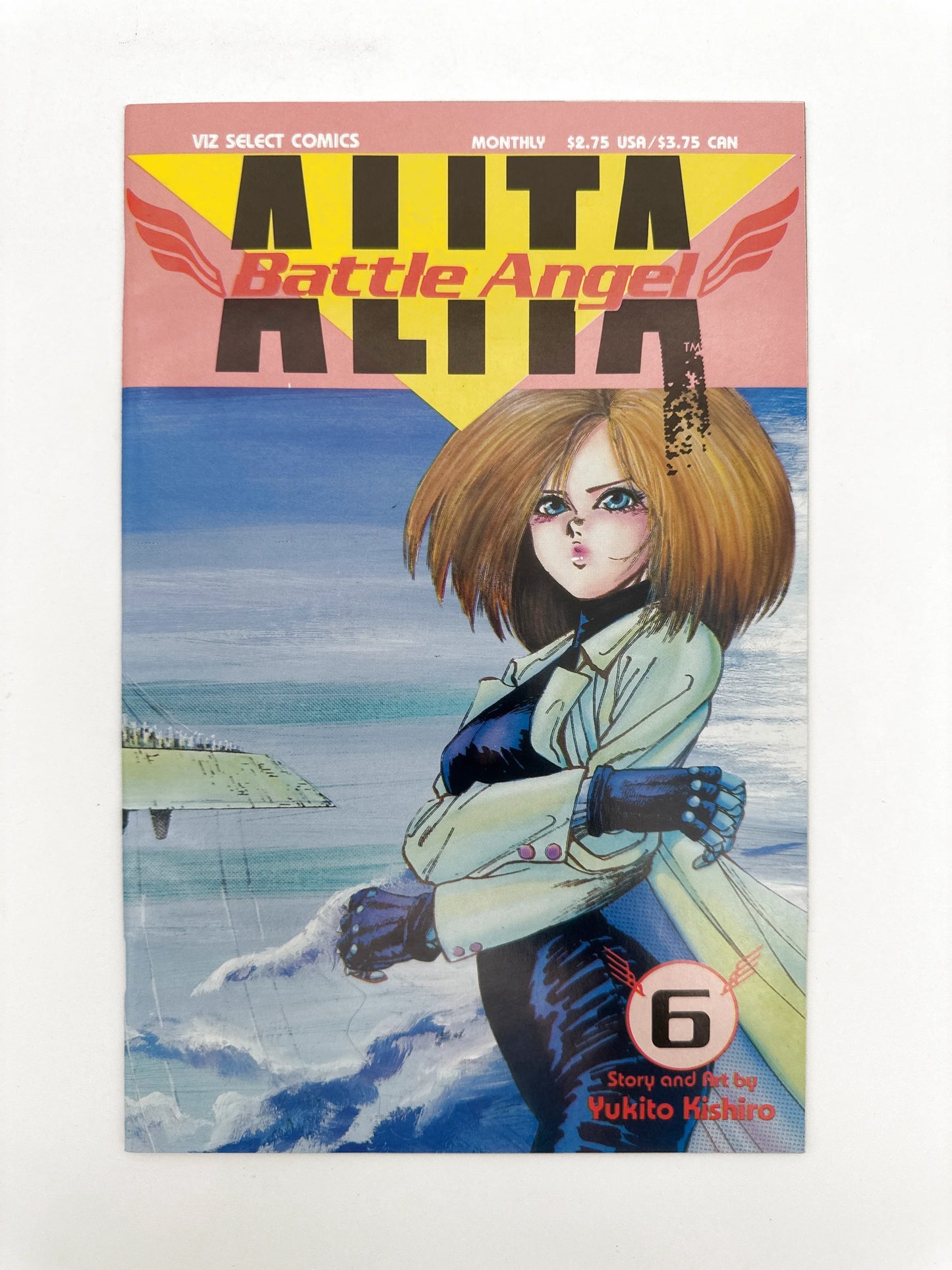 Volume 6 of the ’Battle Angel Alita’ manga series, featuring a character with short brown hair and a light-colored coat