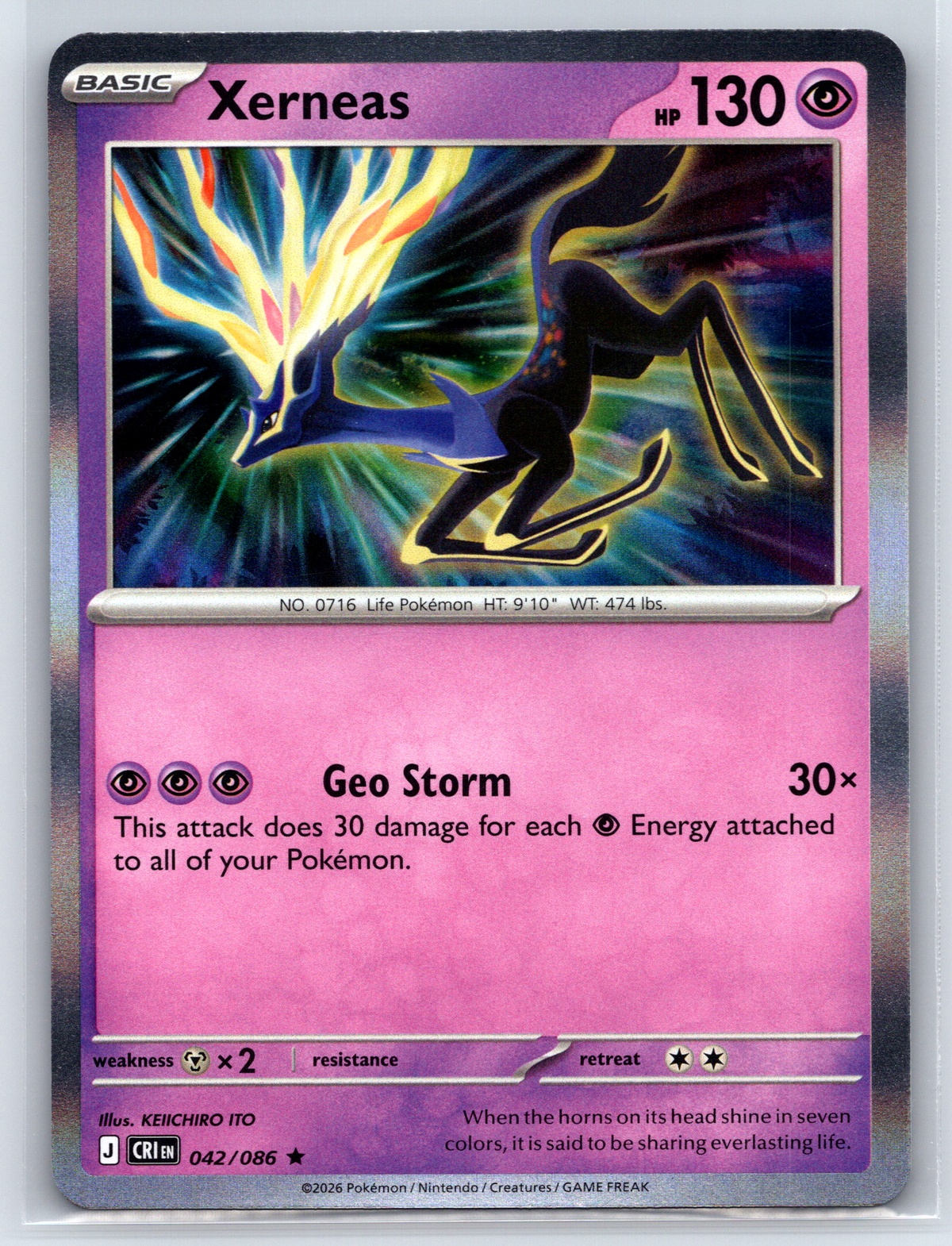 Pokémon Trading Card Game Mega Evolution Chaos Rising CRI 042/086 Xerneas