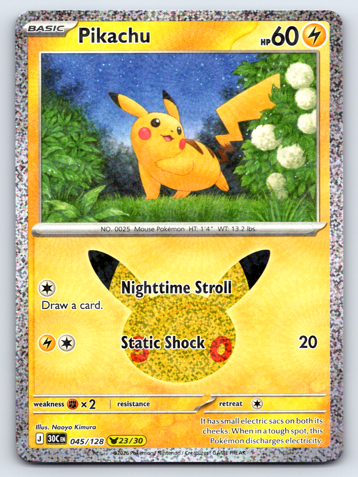 Pokémon Trading Card Game 30th Celebration 30C 045/128 Pikachu 23/30