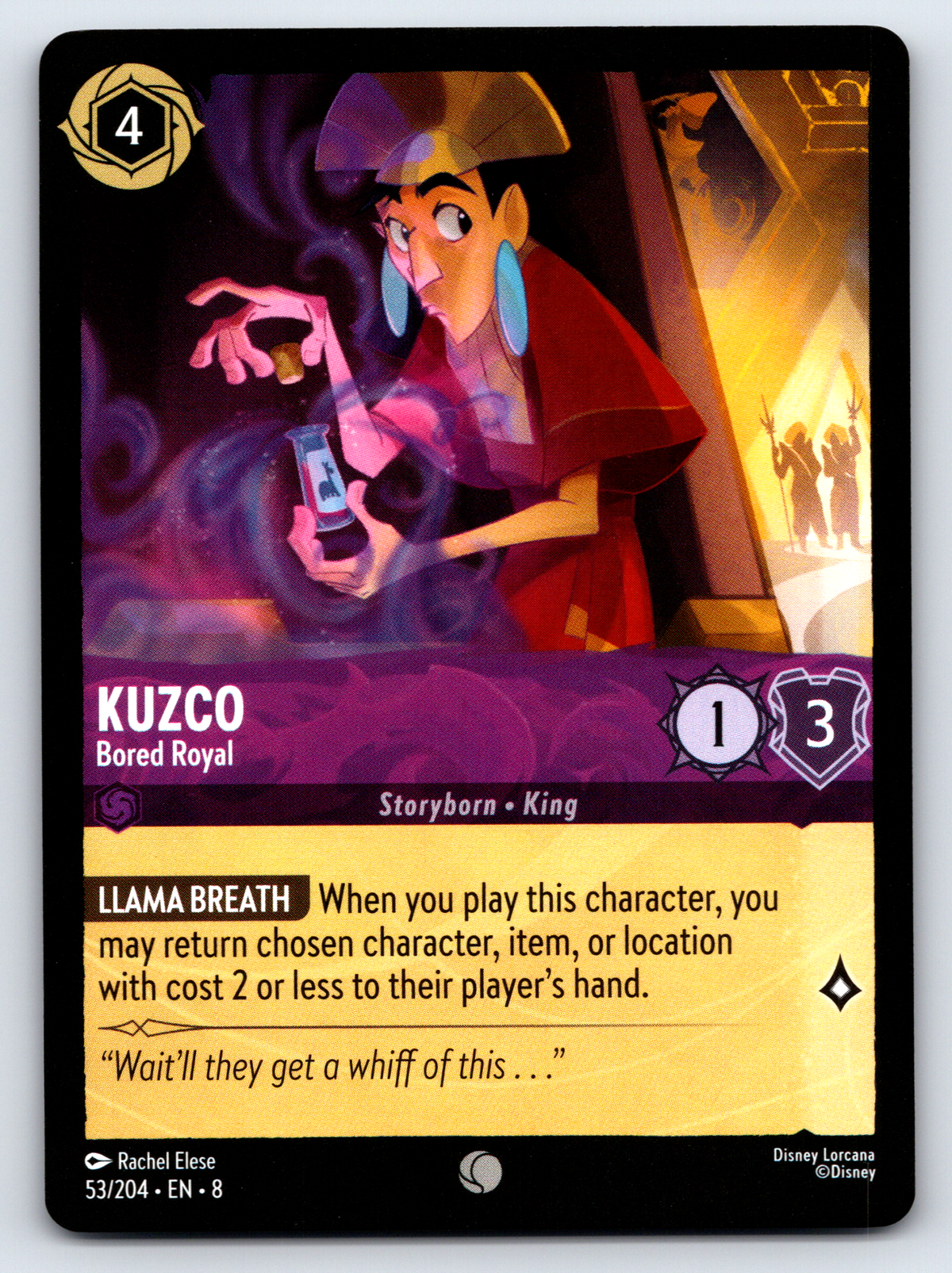 Disney Lorcana Trading Card Game Reign of Jafar 053/204 Kuzco Bored Royal Card