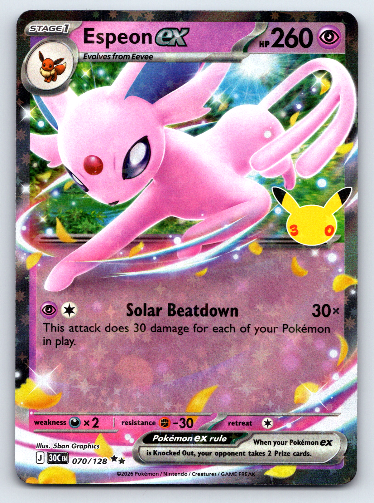 Pokémon Trading Card Game 30th Celebration 30C 070/128 Espeon ex