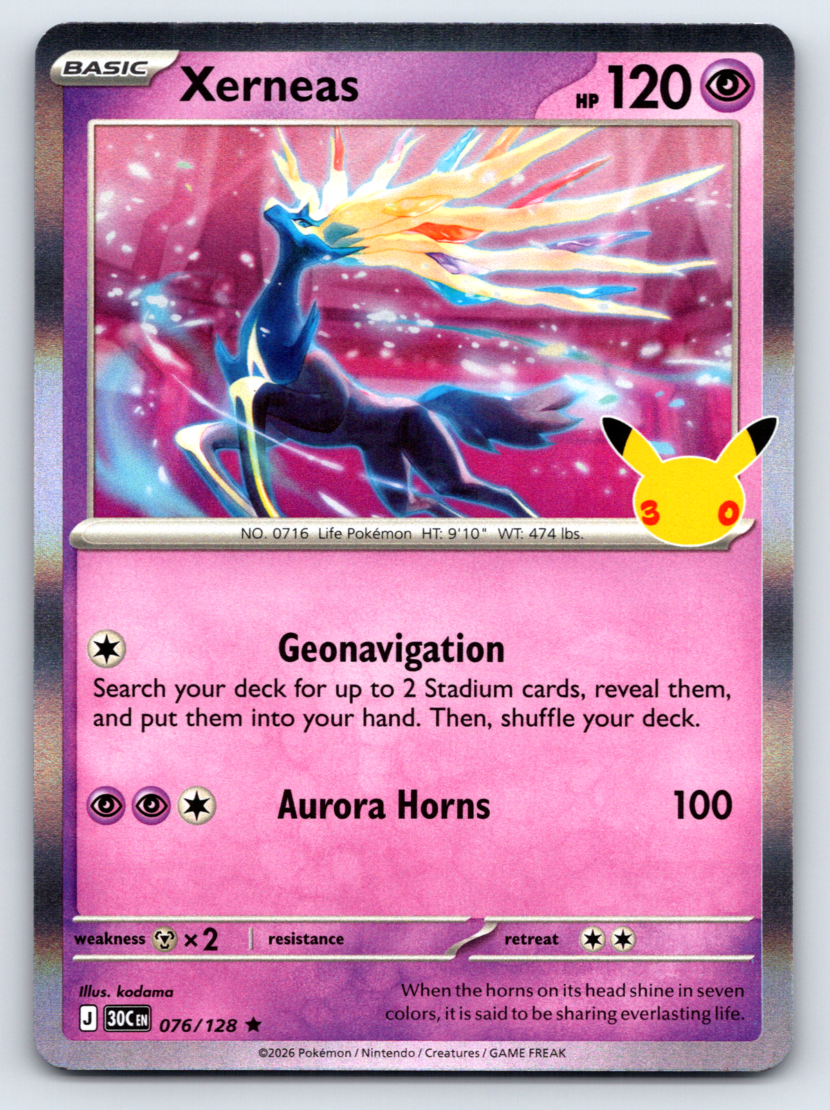 Pokémon Trading Card Game 30th Celebration 30C 076/128 Xerneas