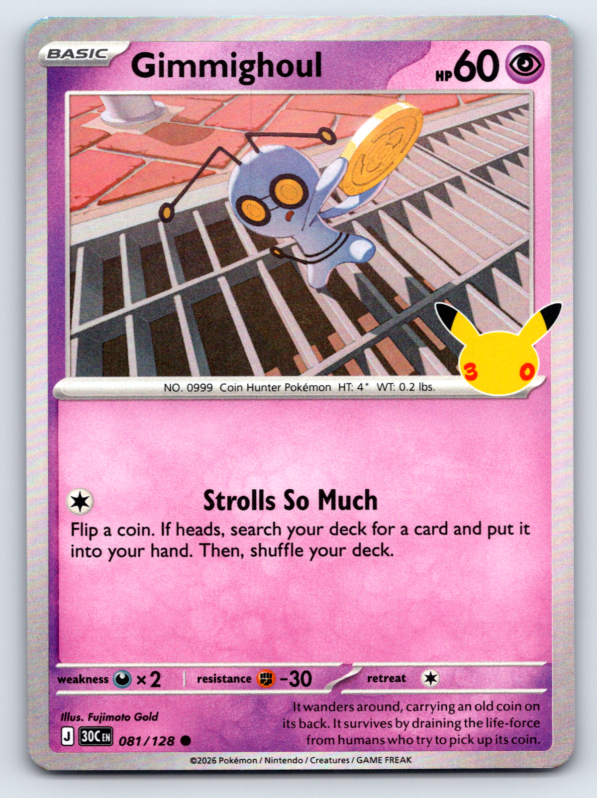 Pokémon Trading Card Game 30th Celebration 30C 081/128 Gimmighoul