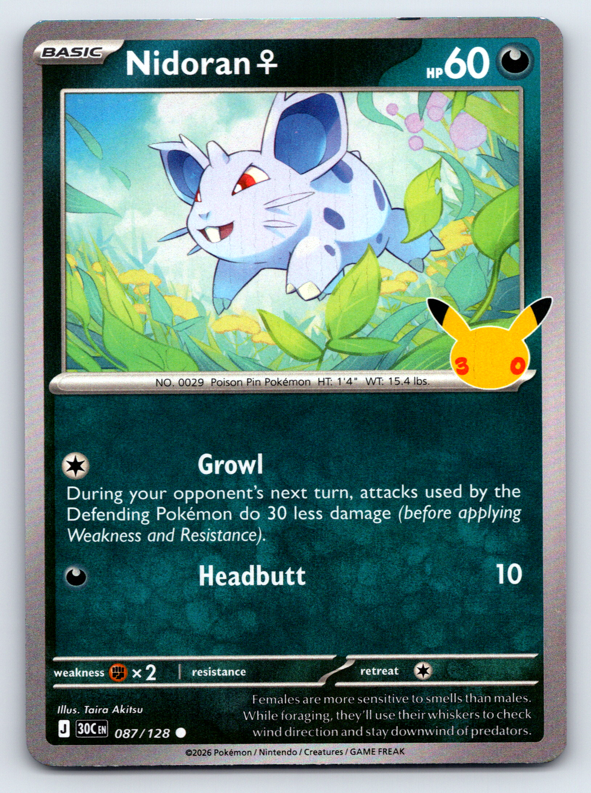 Pokémon Trading Card Game 30th Celebration 30C 087/128 Nidoran