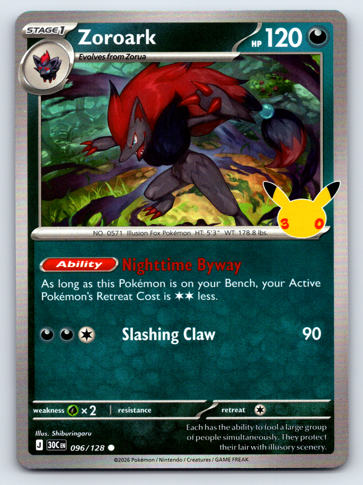 Pokémon Trading Card Game 30th Celebration 30C 096/128 Zoroark