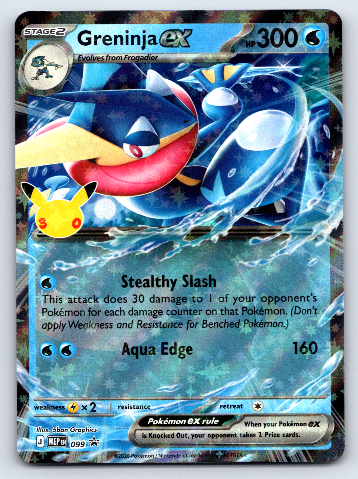 Pokémon Trading Card Game Mega Evolution MEP 099 Greninja ex Black Star Promo Card