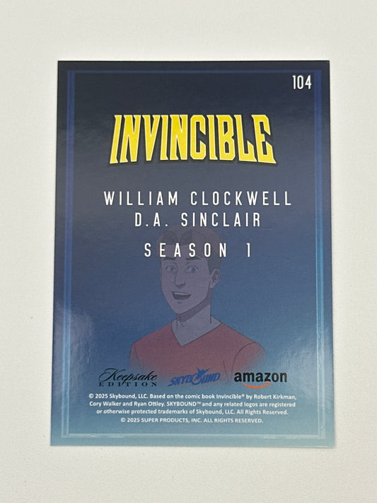 2025 Invincible Season 1 Keepsake Trading Card #104 William Clockwell / D.A. Sinclair Base Card