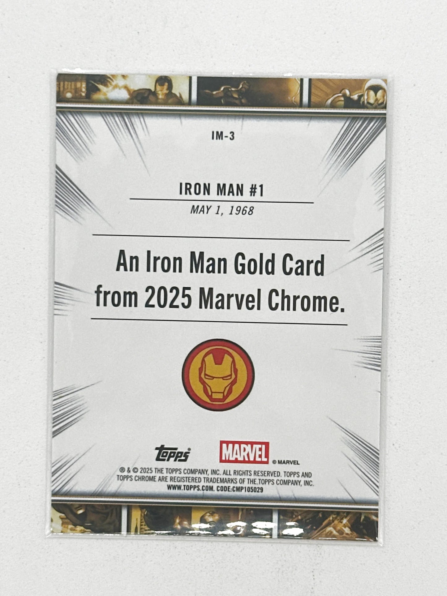 2025 Topps Marvel Chrome #000IM-03 Iron Man #1 Iron Man Gold Base