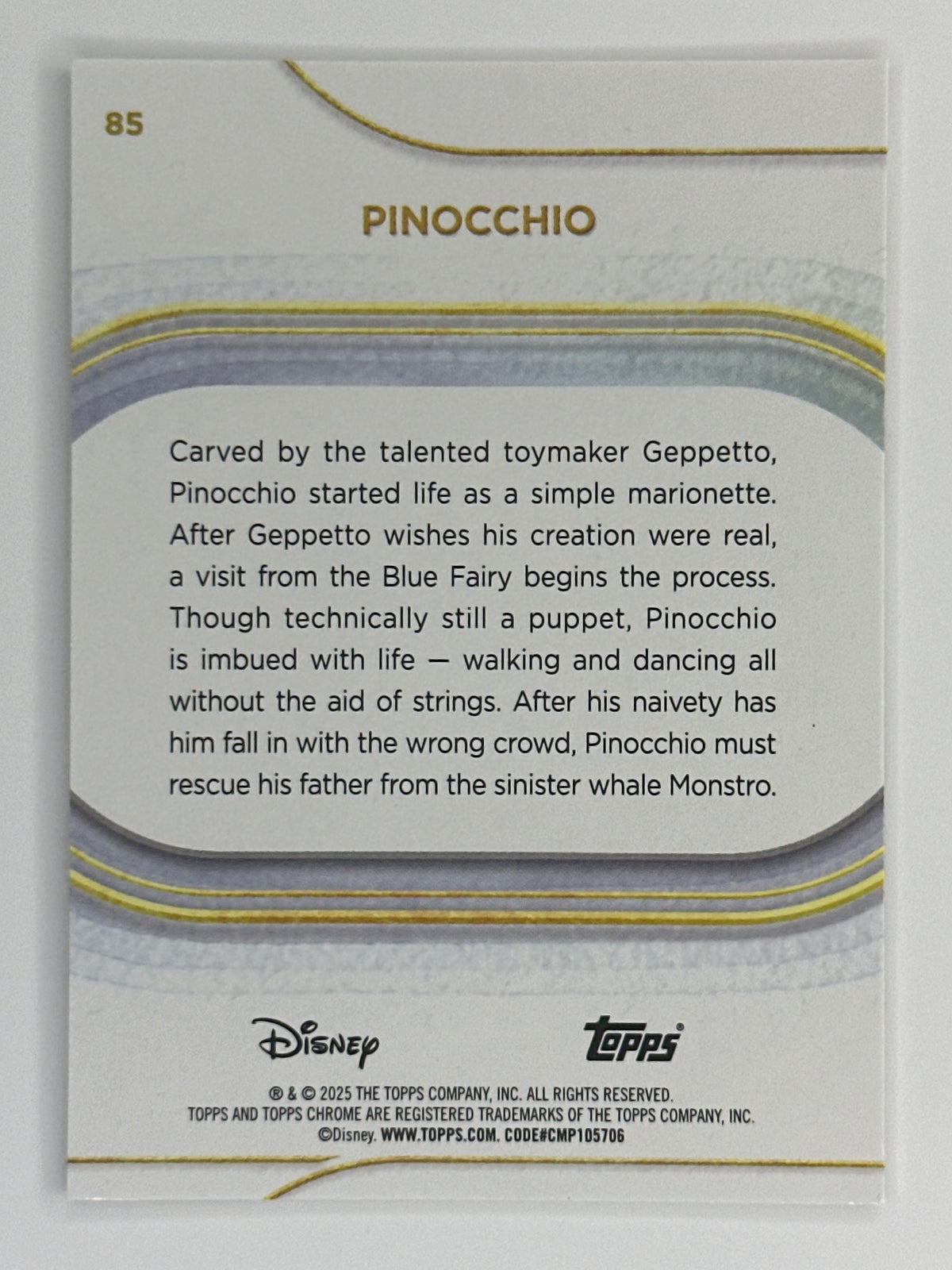2025 Topps Disney Chrome 085 Pinocchio Base Card