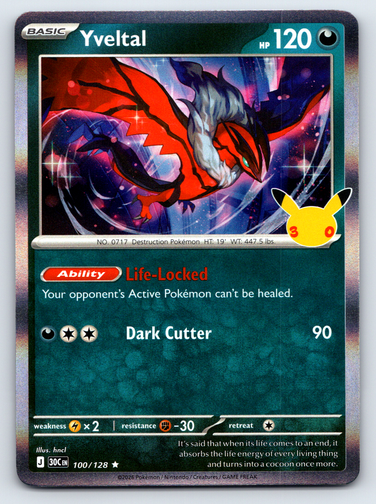 Pokémon Trading Card Game 30th Celebration 30C 100/128 Yveltal