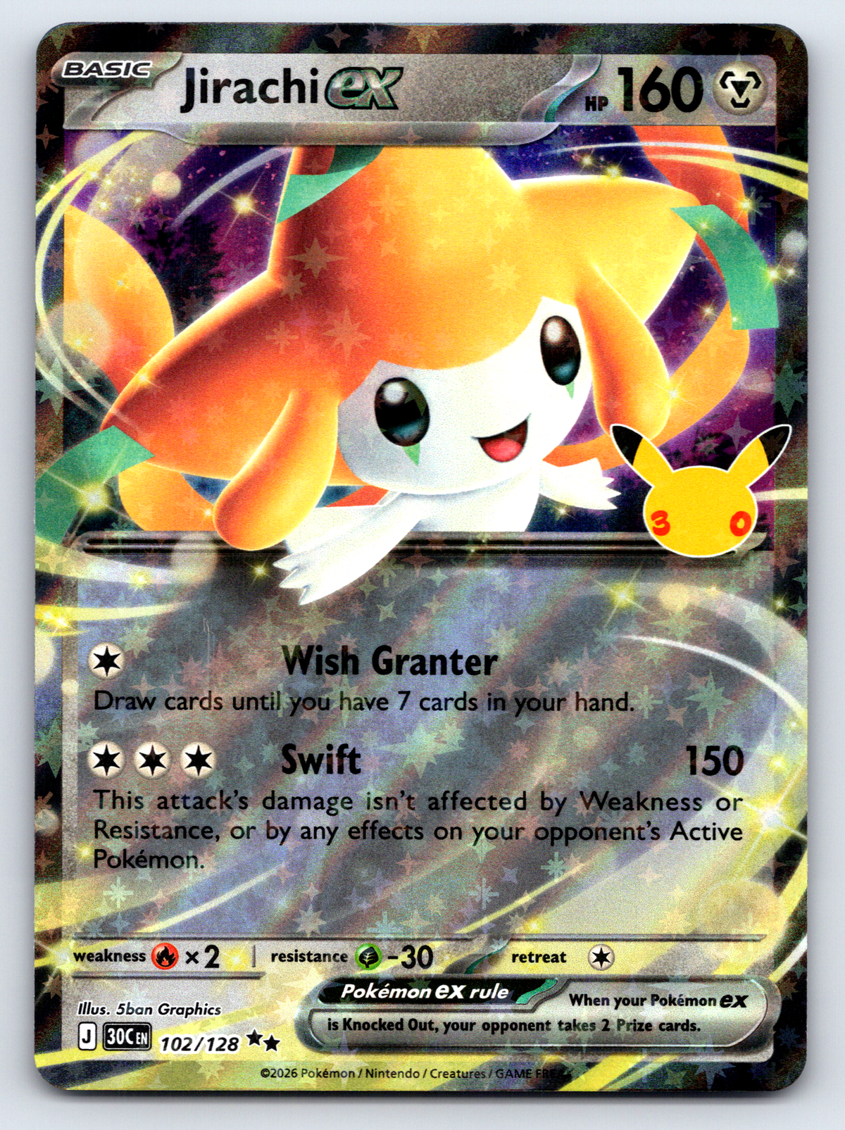 Pokémon Trading Card Game 30th Celebration 30C 102/128 Jirachi ex