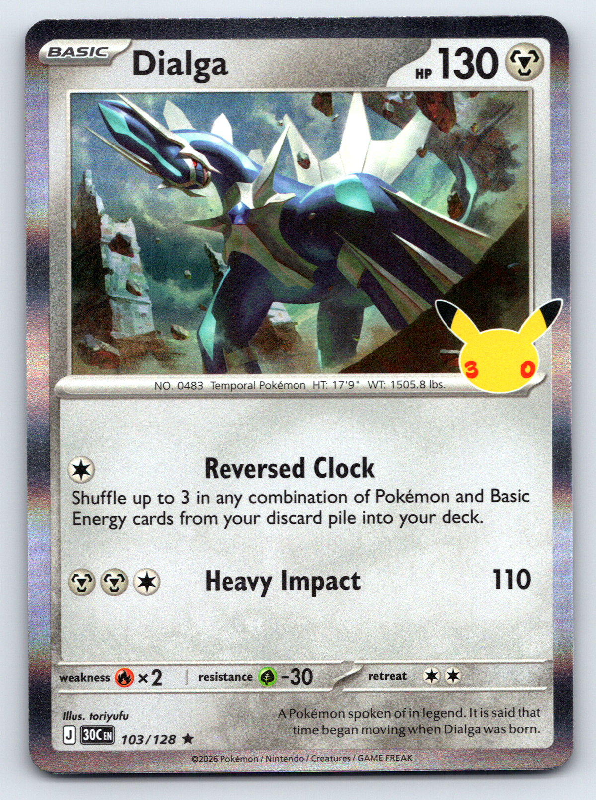 Pokémon Trading Card Game 30th Celebration 30C 103/128 Dialga