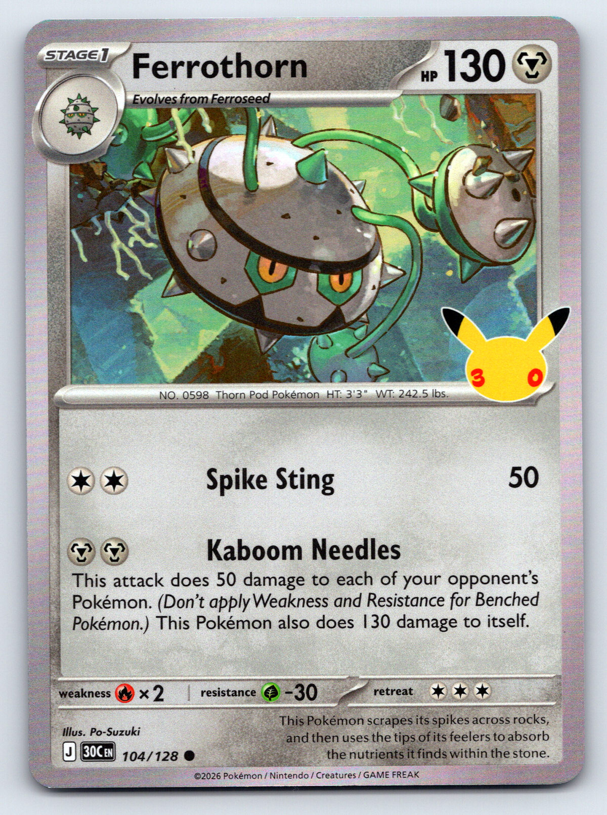 Pokémon Trading Card Game 30th Celebration 30C 104/128 Ferrothorn