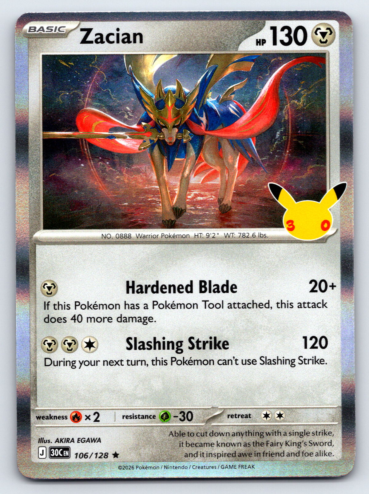 Pokémon Trading Card Game 30th Celebration 30C 106/128 Zacian