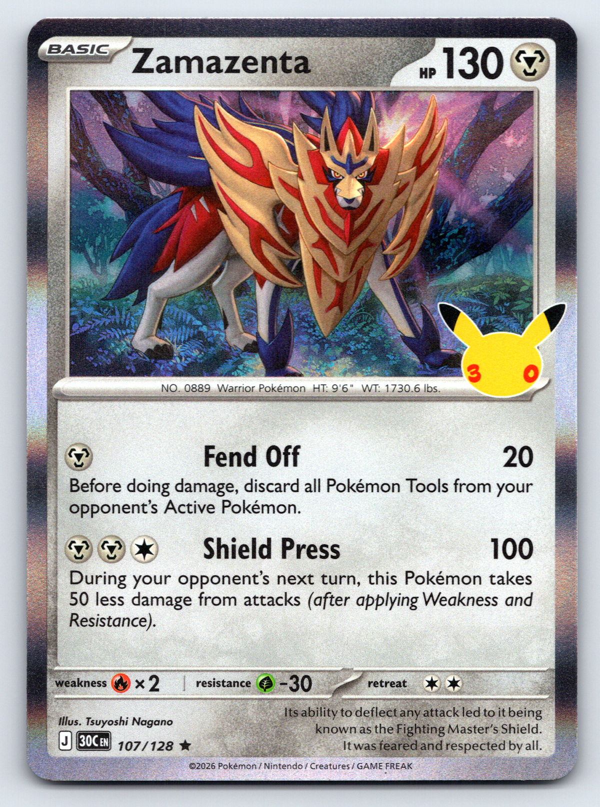 Pokémon Trading Card Game 30th Celebration 30C 107/128 Zamazenta