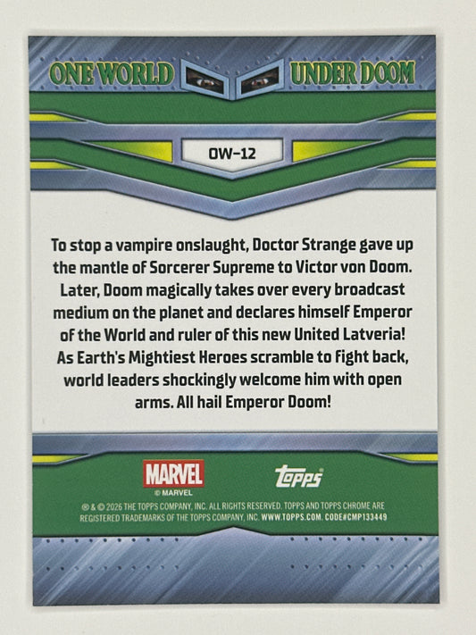 2026 Topps Marvel Chrome OW-12 One World Under Doom Refractor Card