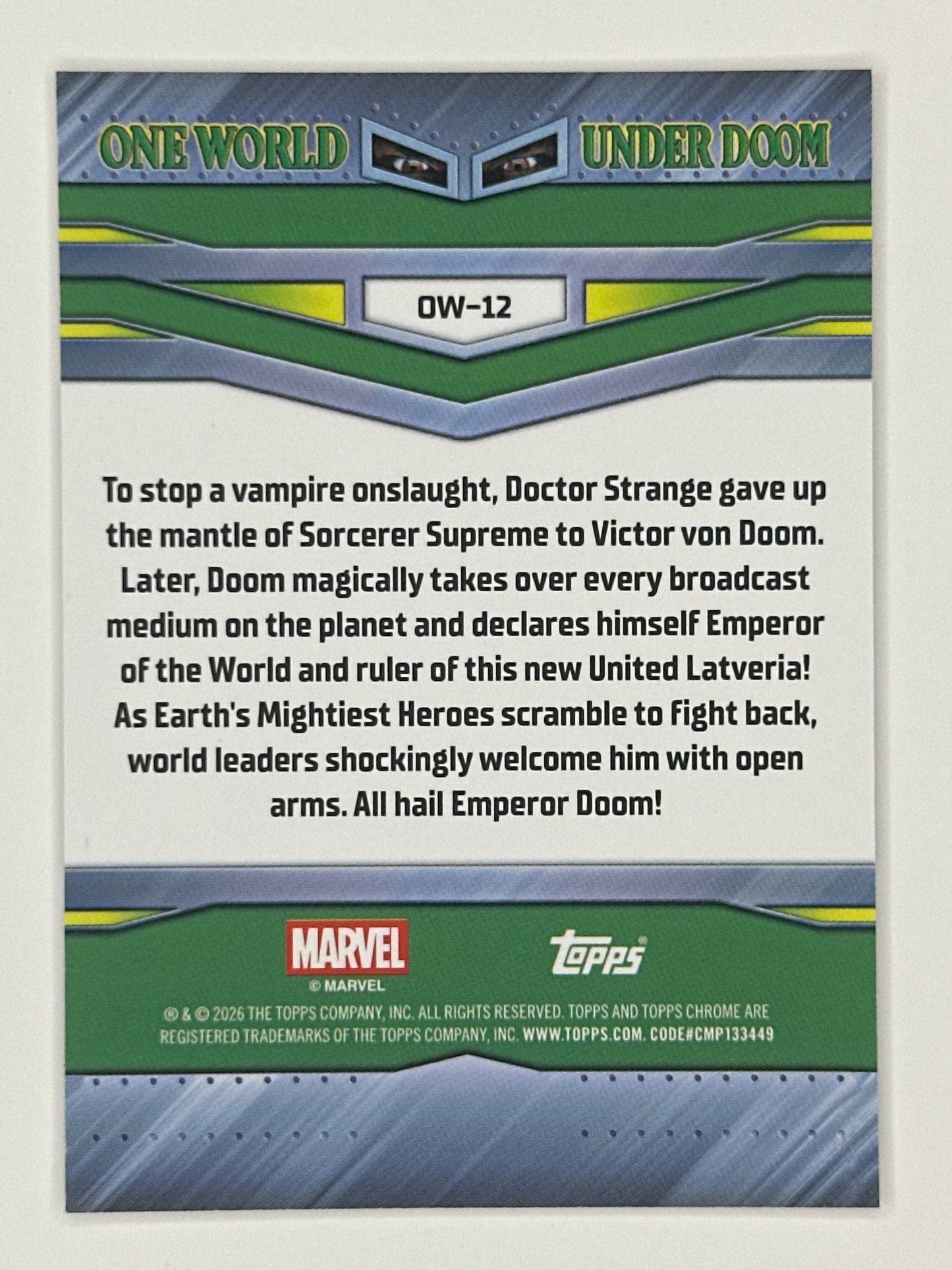 2026 Topps Marvel Chrome OW-12 One World Under Doom Refractor Card