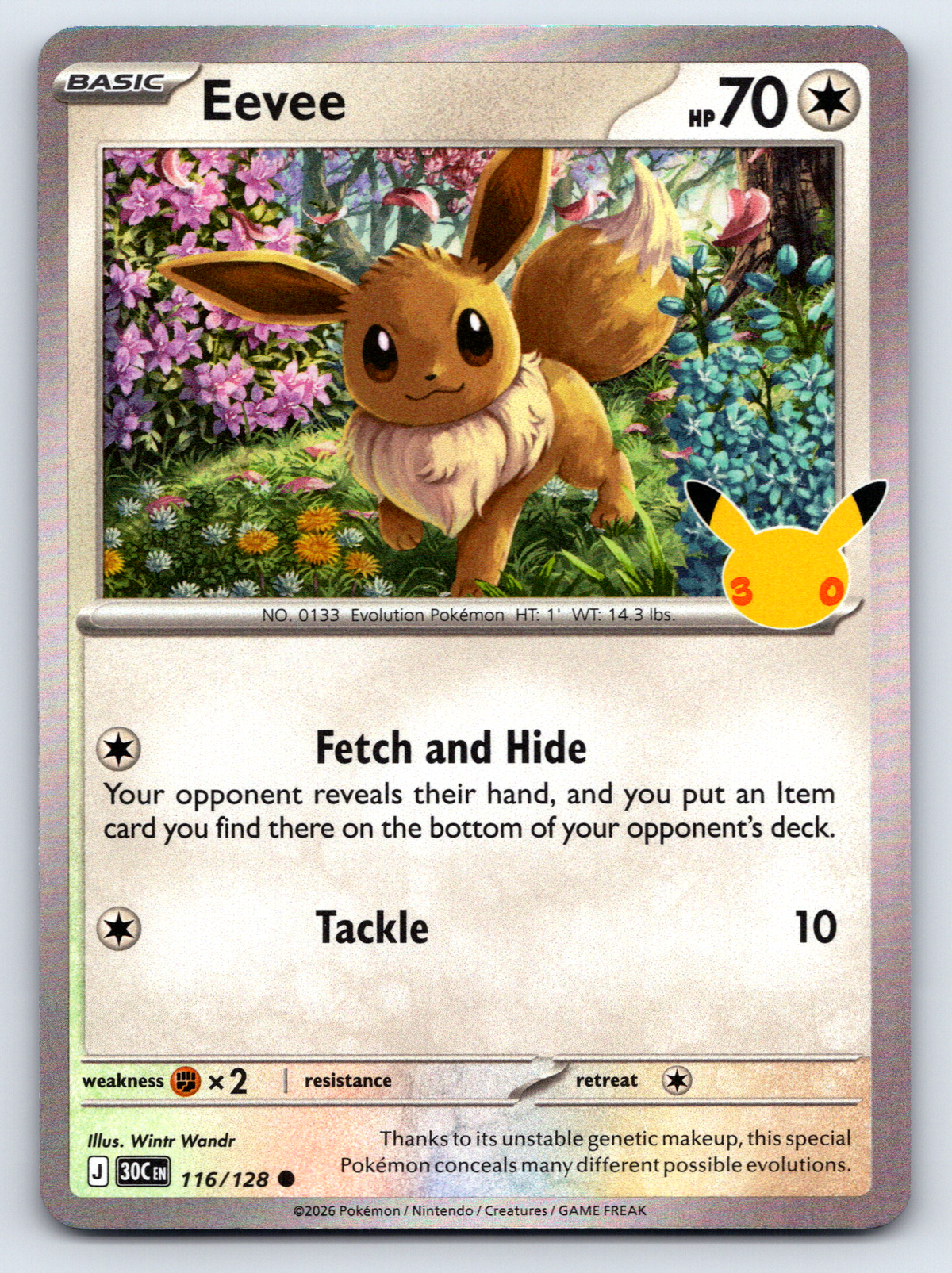 Pokémon Trading Card Game 30th Celebration 30C 116/128 Eevee