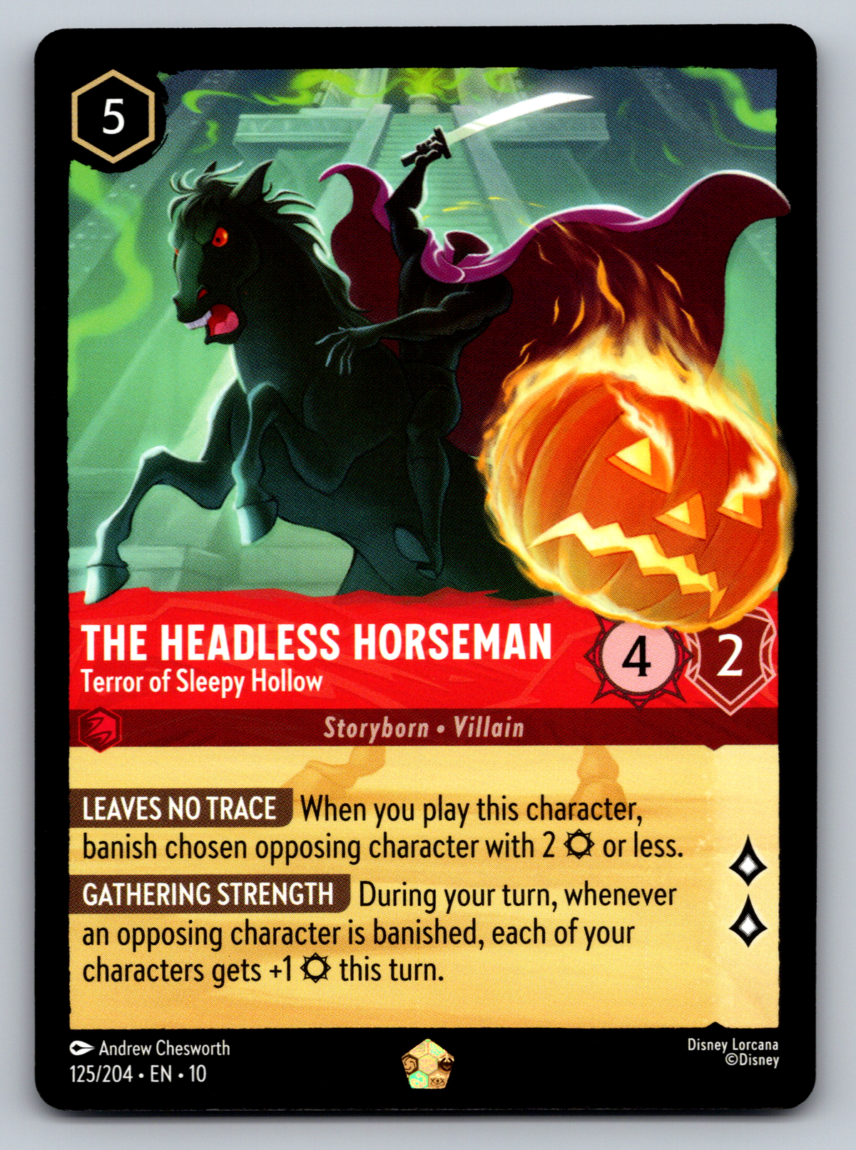 Disney Lorcana Trading Card Game Whispers in the Well 125/204 The Headless Horseman Terror of Sleepy Hollow Legendary Card