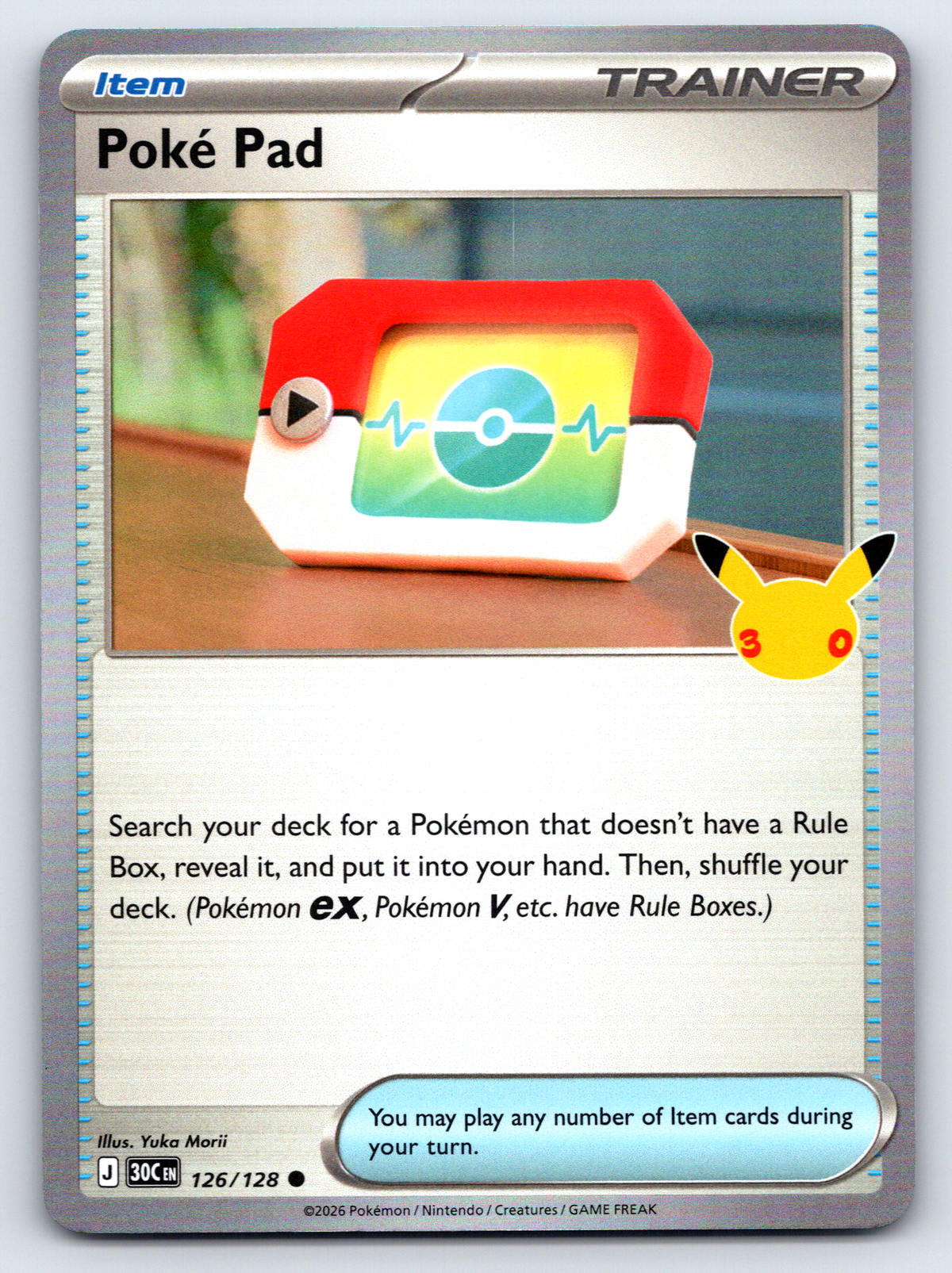 Pokémon Trading Card Game 30th Celebration 30C 126/128 Poké Pad