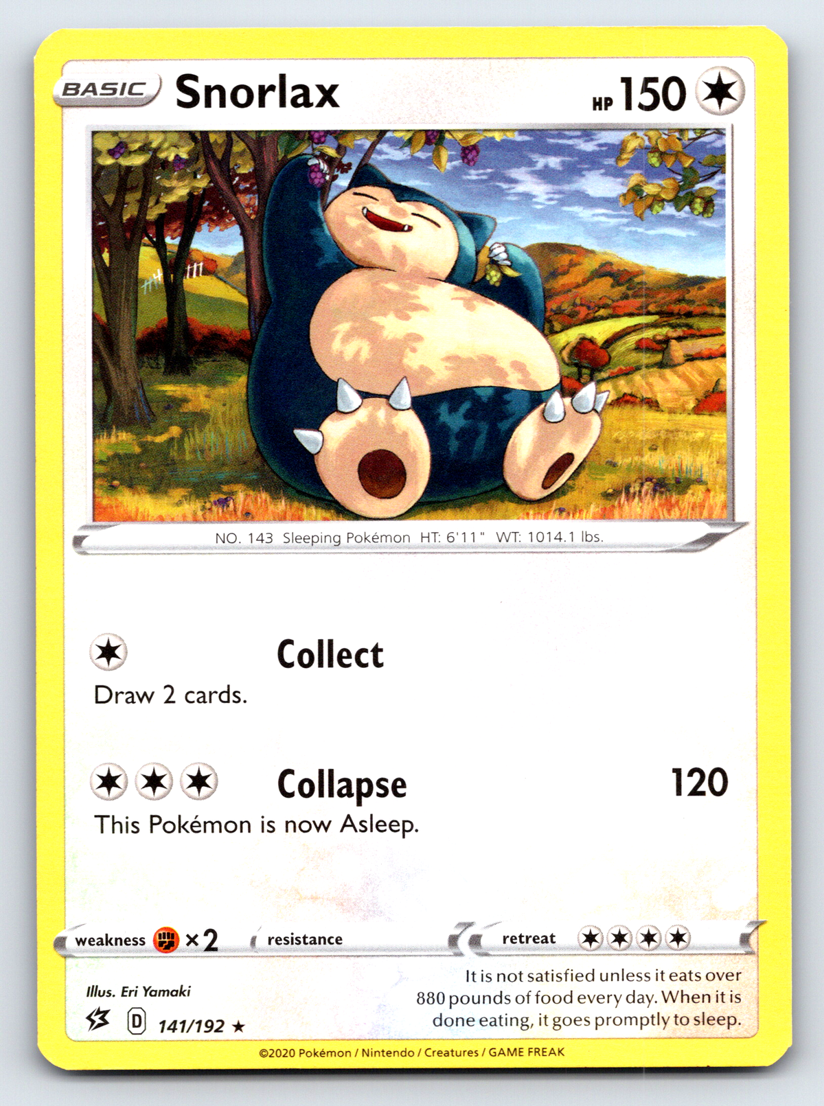 Pokémon Trading Card Game Sword & Shield Rebel Clash RCL 141/192 Snorlax