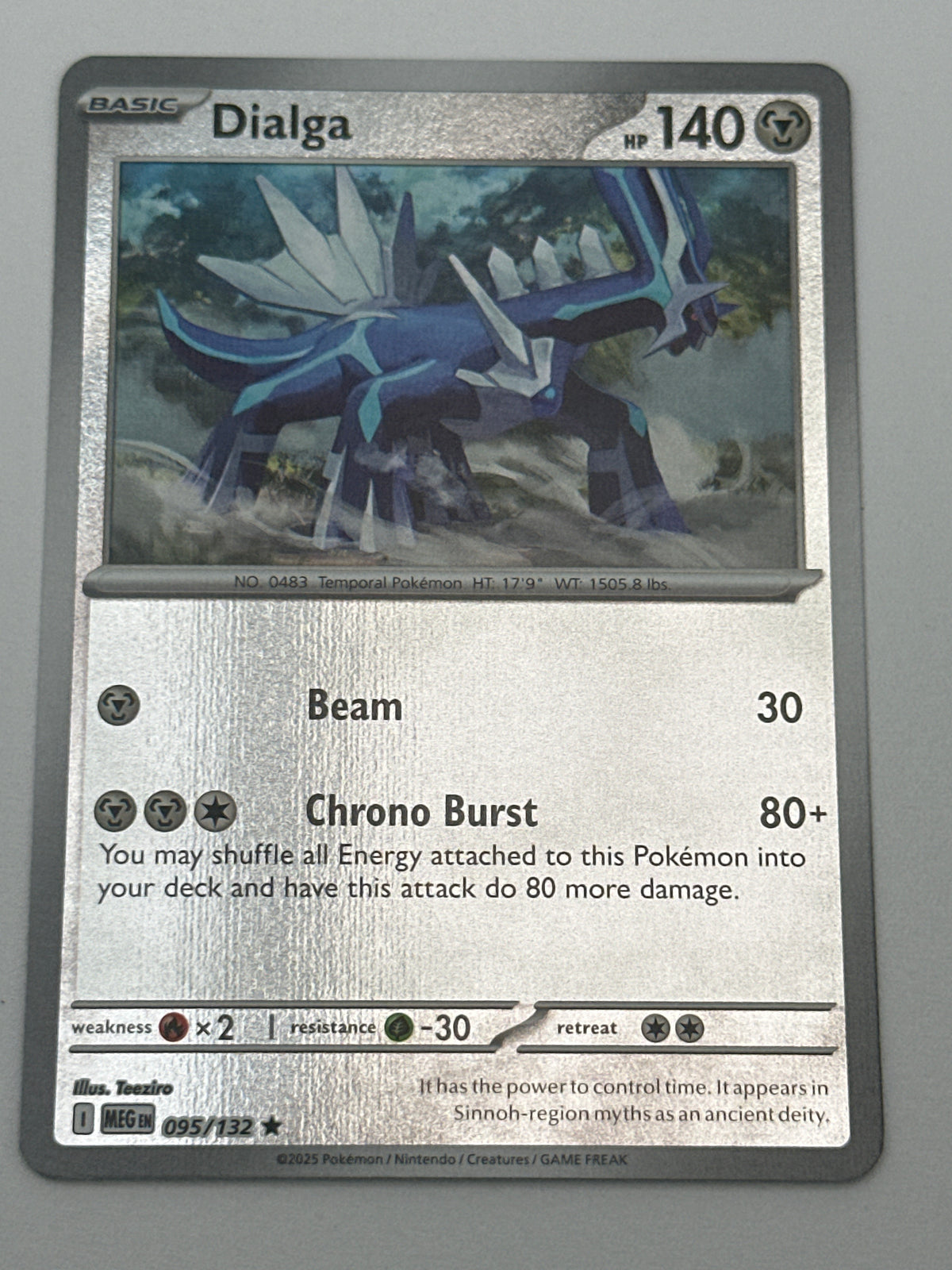Pokémon Trading Card Game Mega Evolution MEG 095/132 Dialga Reverse Holo Card