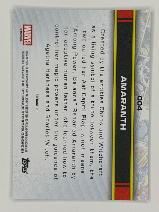 2026 Topps Marvel Chrome 004 Amaranth Base Refractor Card