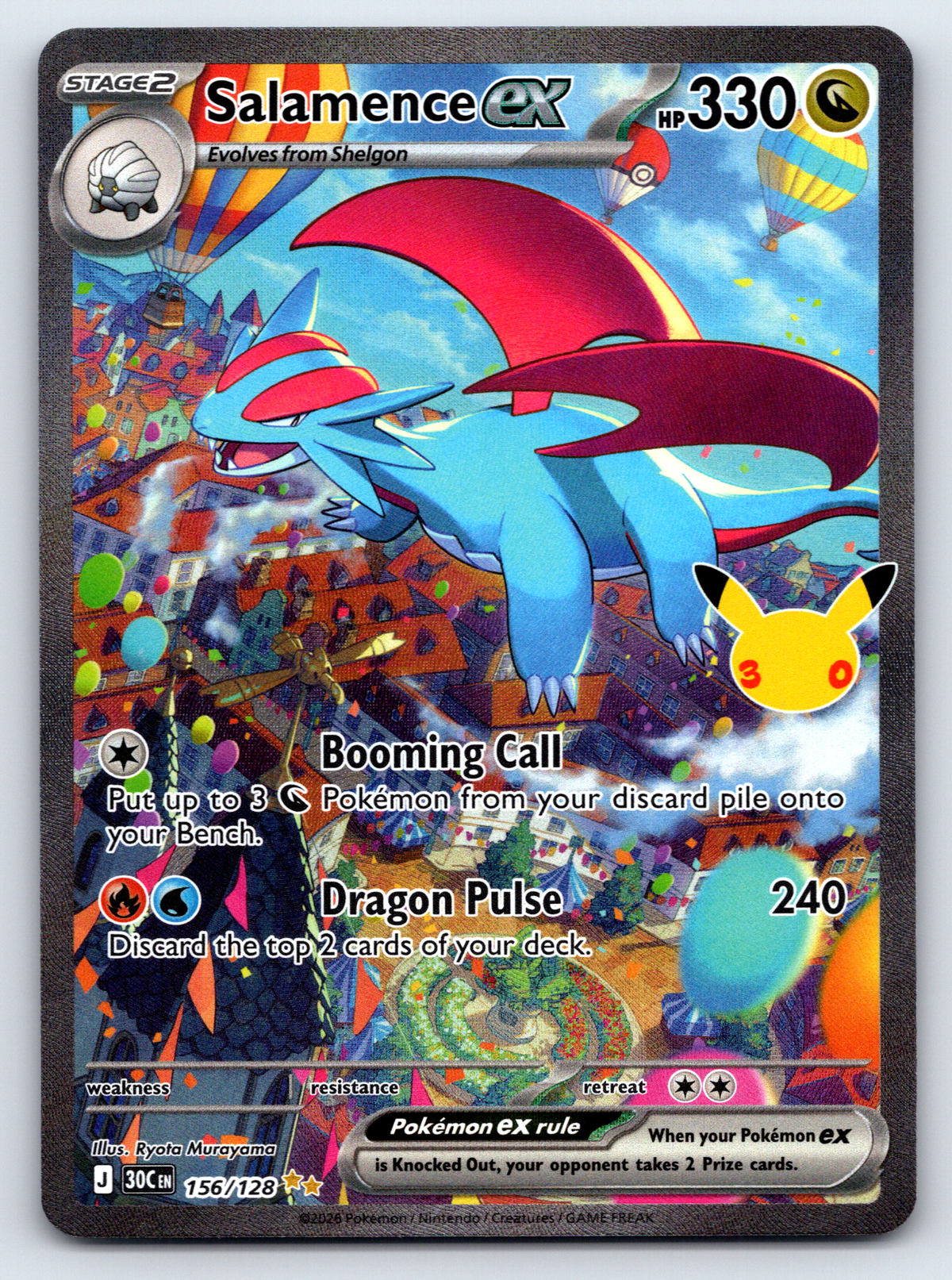 Pokémon Trading Card Game 30th Celebration 30C 156/128 Salamence ex Special Illustration Rare