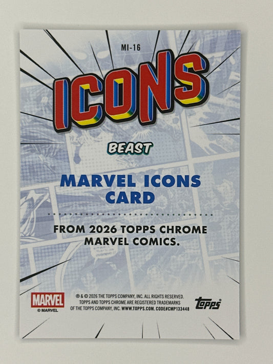 2026 Topps Marvel Chrome MI-16 Beast Marvel Icons Refractor Card
