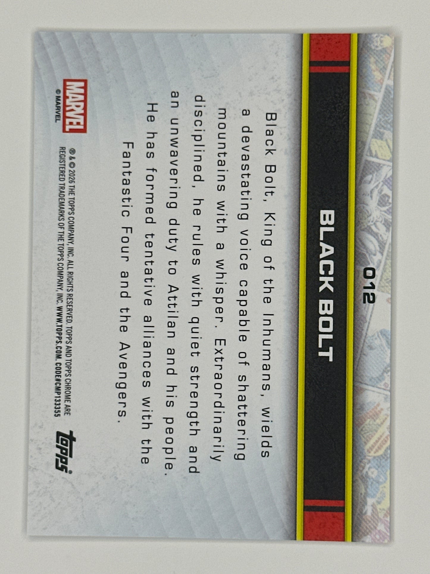 2026 Topps Marvel Chrome 012 Black Bolt Base Card