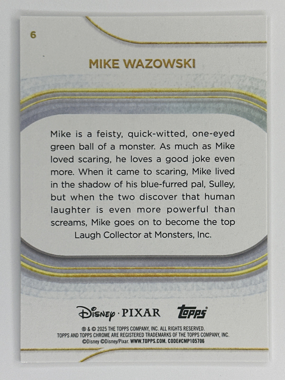 2025 Topps Disney Chrome 006 Mike Wazowski Base Card