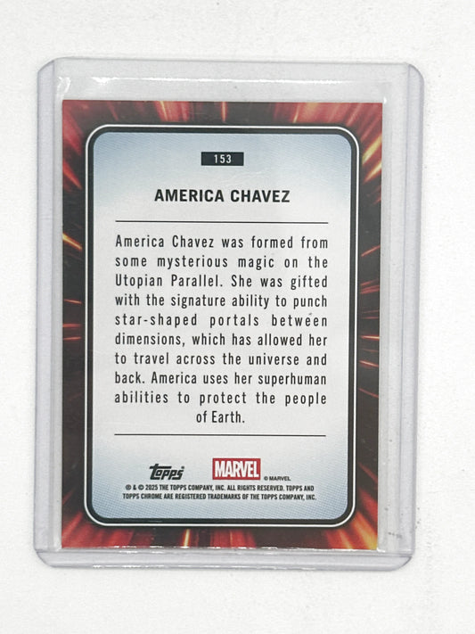 2025 Topps Marvel Chrome #153 America Chavez Yellow Lava Refractor