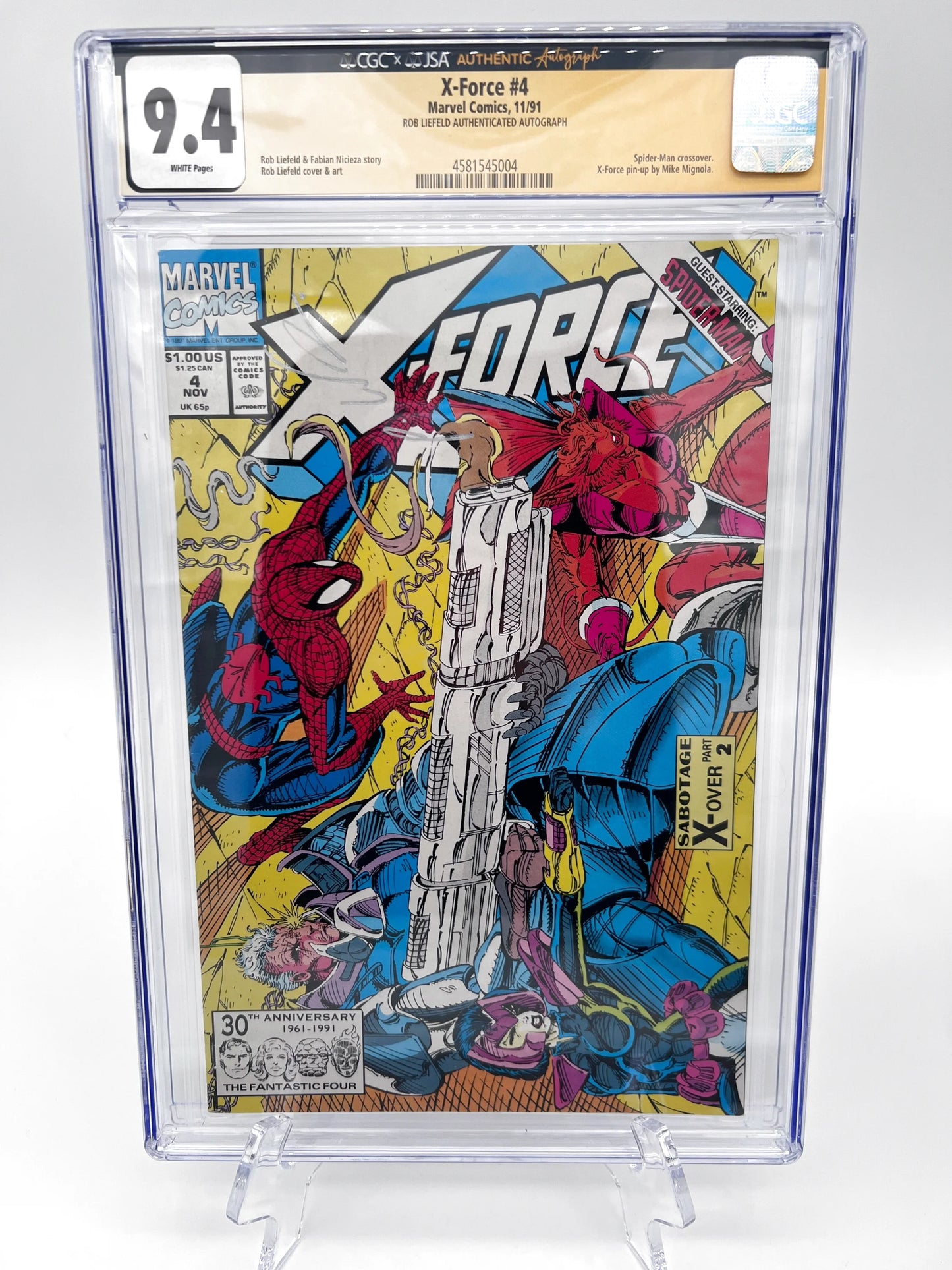 X-Force #4 Rob Liefeld Autographed Graded