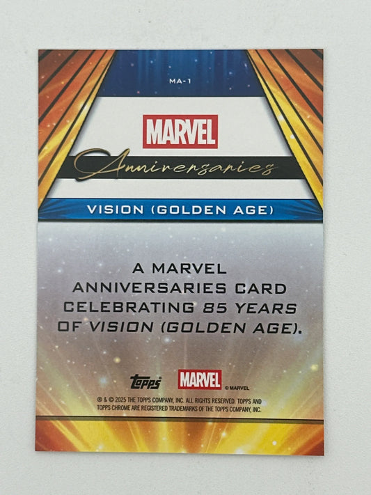 2025 Topps Marvel Chrome #000MA-01 Vison (Golden Age) Marvel Anniversaries - Glass City Comics & Collectibles