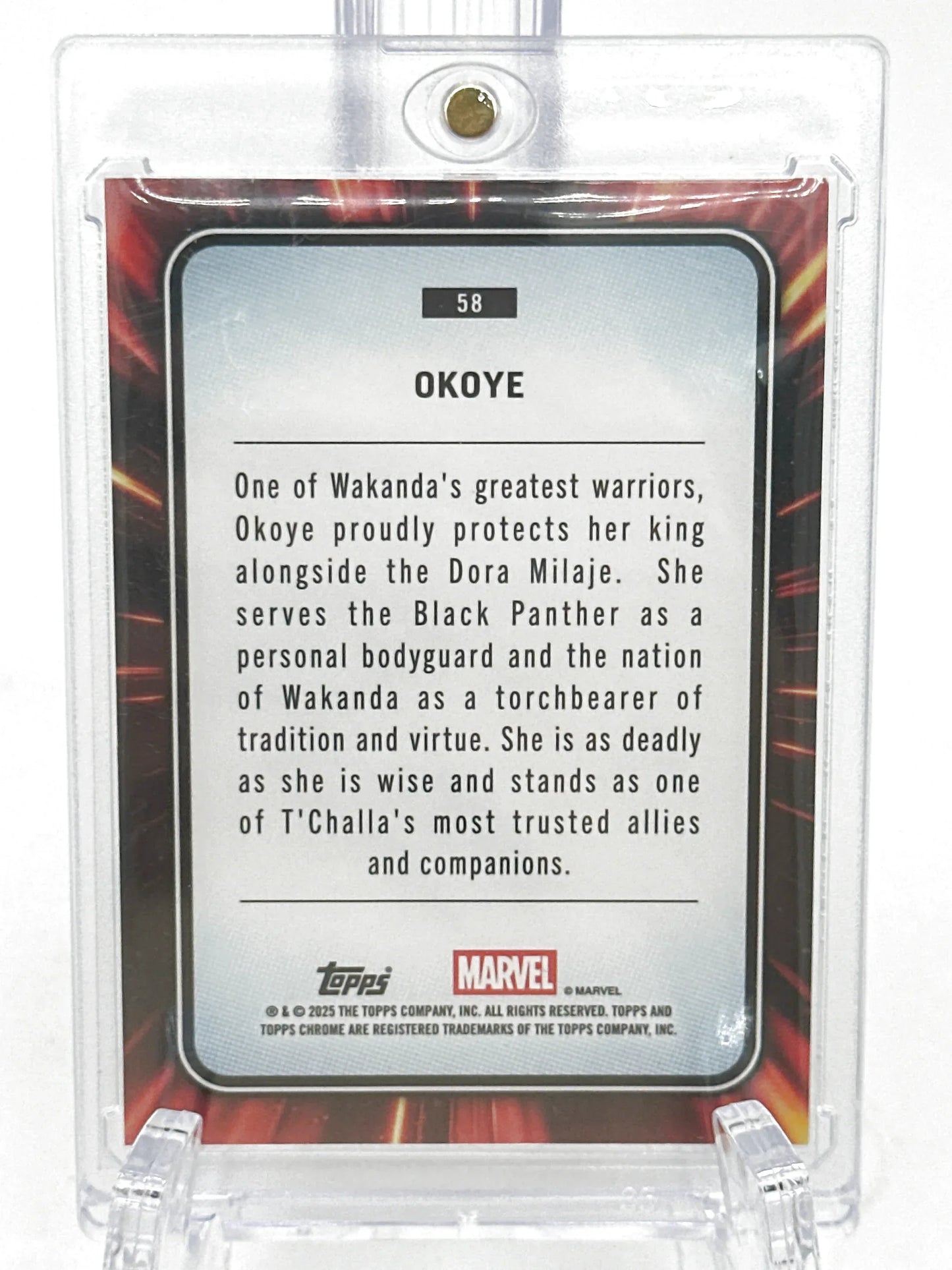 2025 Topps Marvel Chrome #058 Okoye Blue Refractor 247/299 - Glass City Comics & Collectibles