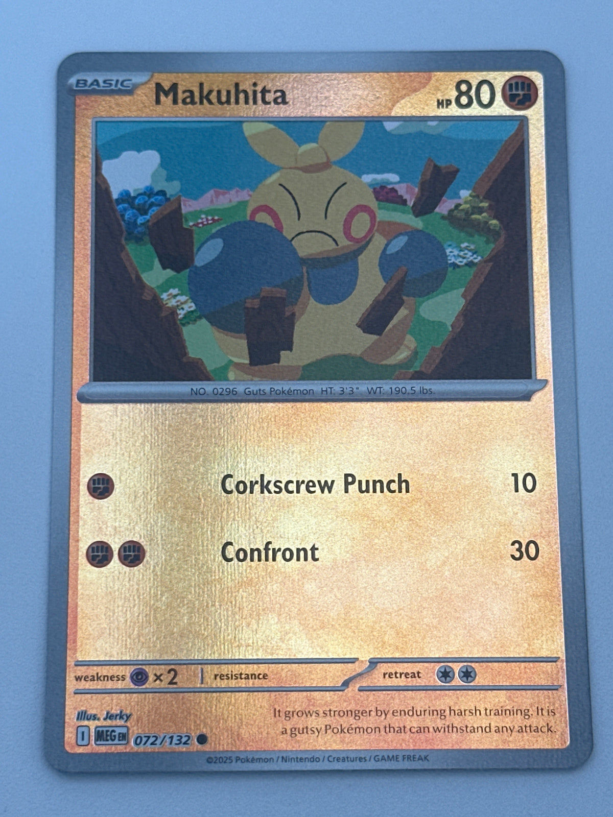 Pokémon Trading Card Game Mega Evolution MEG 072/132 Makuhita Reverse Holo Card