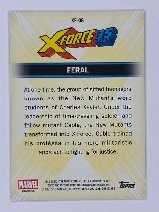 2026 Topps Marvel Chrome XF-06 Feral X-Force 35 Years Refractor Card